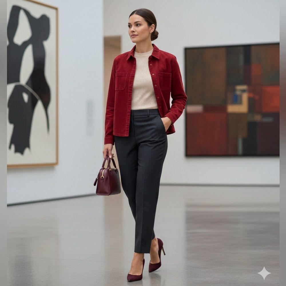 Dressbarn Bold Red Corduroy Jacket - Picture 2 of 10
